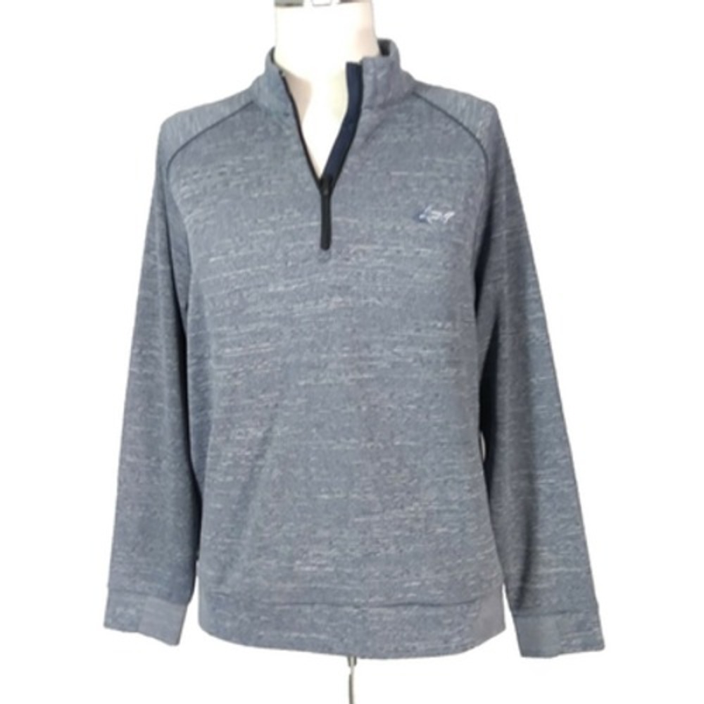 Greg Norman golf sweater wind shirt Men's Large Grey long-sleeve 1/4 zip preppy